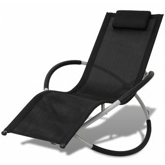 Meubelen-Online - Ligstoel voor buiten geometrisch zwart en grijs staal