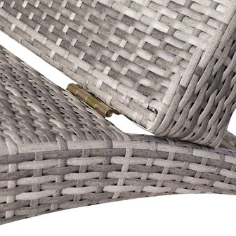 Meubelen-Online - Ligstoel Classy Ligbed inklapbaar met kussen poly rattan grijs