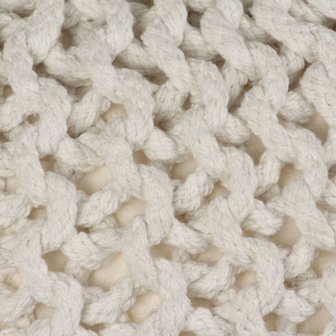 Meubelen-Online - Poef handgebreid 50x35 cm katoen wit