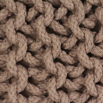 Meubelen-Online - Poef handgebreid 50x35 cm katoen bruin