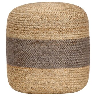 Meubelen-Online - Poef Fez handgemaakt 40x45 cm jute grijs met naturel
