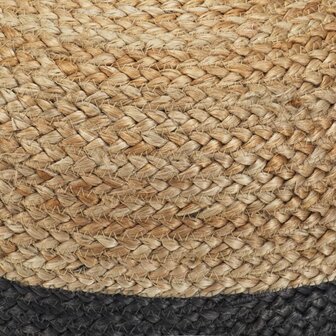 Meubelen-Online - Poef Fez handgemaakt 40x45 cm jute donkergrijs met naturel