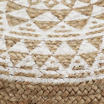 Meubelen-Online - Poef Fez handgemaakt 40x45 cm jute wit met naturel