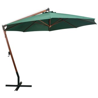 Meubelen-Online - Parasol zweefparasol 350 cm houten paal groen
