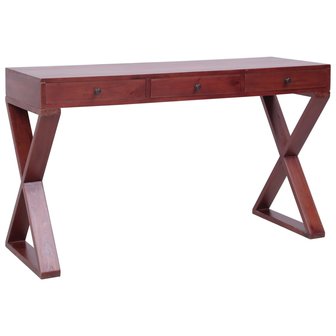 Meubelen-Online - Computerbureau met lades 132x47x77cm mahonie bruin