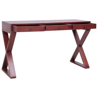 Meubelen-Online - Computerbureau met lades 132x47x77cm mahonie bruin