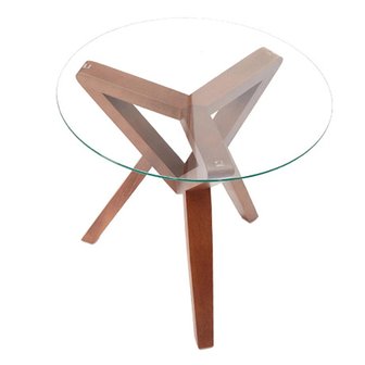Sternzeit-design - Bijzettafel Retrostar hout met glas vintage