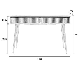 Meubelen-Online - Wandtafel Barbier sidetable hout walnoten - Zuiver
