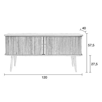 Meubelen-Online - Dressoir Barbier TV-meubel zwart hout - Zuiver