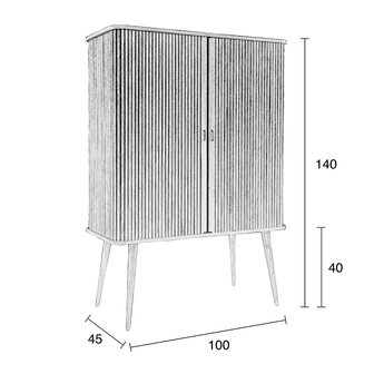 Meubelen-Online - Kast Barbier highboard hout 140cm walnoten - Zuiver
