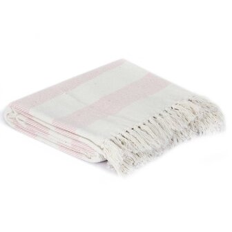 Plaid streep 125x150 cm katoen oudroze