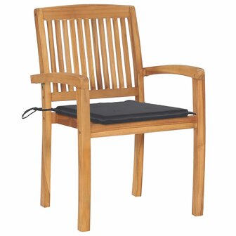 Tuinstoelen Mayfair set 2 st - met grijze kussens - massief teakhout