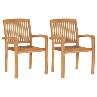Tuinstoelen Mayfair set 2 st - met grijze kussens - massief teakhout