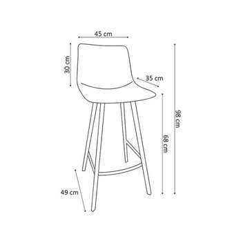 Counter chair Tonnie SET 2 kruk zwart