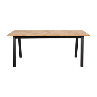 Eettafel Anders 180x95cm visgraat naturel met zwart