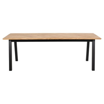 Eettafel Anders 220x95cm visgraat naturel met zwart