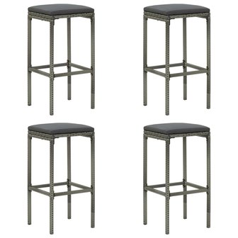 Tuinbarset Marsha met kussens poly rattan grijs 5-delig