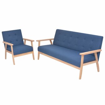 Bankstel stof blauw 2-delig