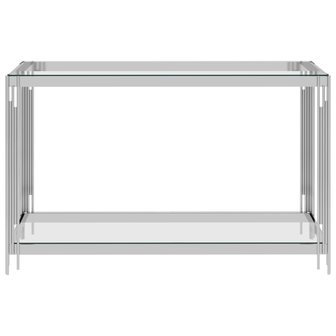 Bijzettafel 120x40x78 cm roestvrij staal en glas zilverkleurig