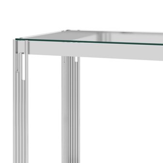 Bijzettafel 120x40x78 cm roestvrij staal en glas zilverkleurig