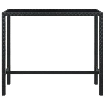 Tuinbartafel 130x60x110 cm poly rattan en glas zwart