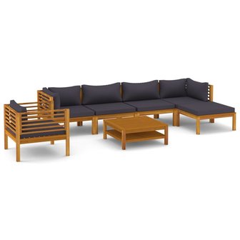 Loungeset Casimir met fauteuil massief hout 7-delig