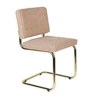 Zuiver - SET 2 Eetkamerstoelen Teddy roze met goudkleur