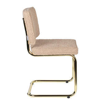 Zuiver - SET 2 Eetkamerstoelen Teddy roze met goudkleur