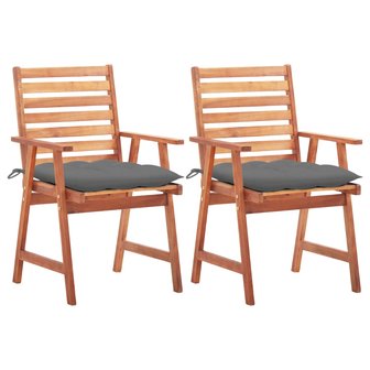 Tuinstoelen Adrie SET 2 st met kussens grijs massief acaciahout