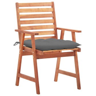 Tuinstoelen Adrie SET 2 st met kussens grijs massief acaciahout