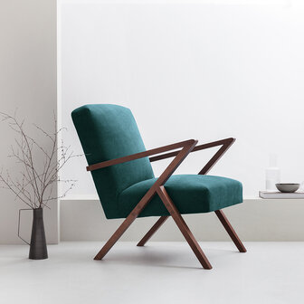 Sternzeit - fauteuil Retrostar - stof petrol - vintage design