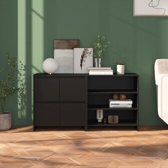 2 st Dressoirs bewerkt hout zwart
