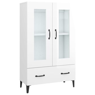 Hoge kast 70x31x115 cm bewerkt hout hoogglans wit