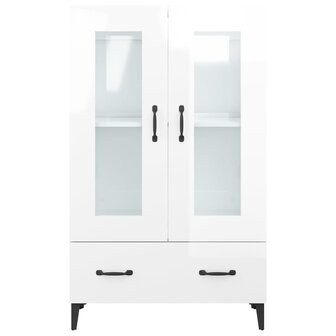 Hoge kast 70x31x115 cm bewerkt hout hoogglans wit