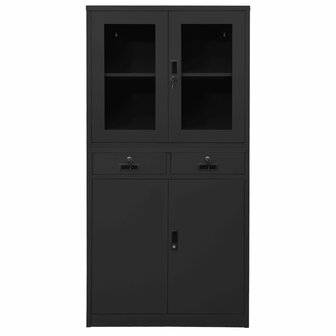 Kantoorkast 90x40x180 cm staal en gehard glas antracietkleurig