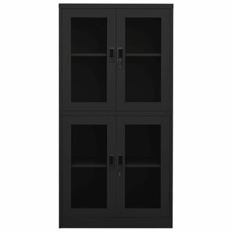 Kantoorkast 90x40x180 cm staal en gehard glas antracietkleurig