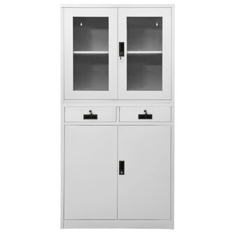 Archiefkast Virgin 90x40x180 cm staal en gehard glas lichtgrijs