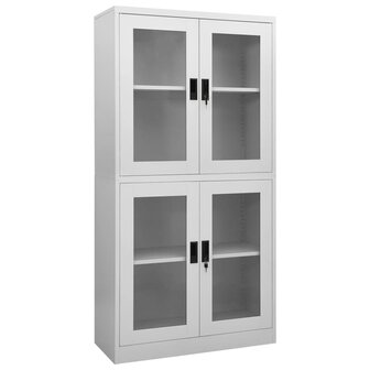 Archiefkast Cantate 90x40x180 cm staal en gehard glas lichtgrijs