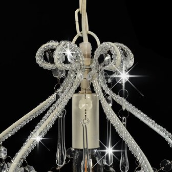 Kroonluchter Plafondlamp met kralen rond E14 wit