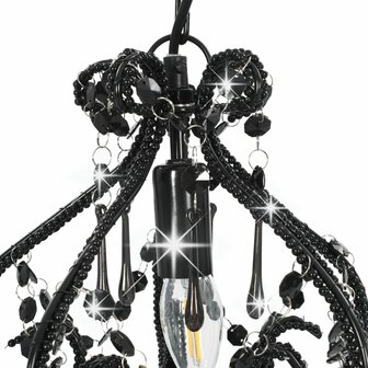 Kroonluchter plafondlamp met kralen rond E14 zwart