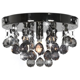 Kroonluchter plafondlamp met smoky kralen rond zwart