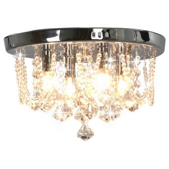 Kroonluchter Plafondlamp met kristallen kralen rond zilverkleurig