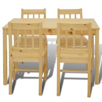 Eethoek Oslo tafel met 4 stoelen hout naturel