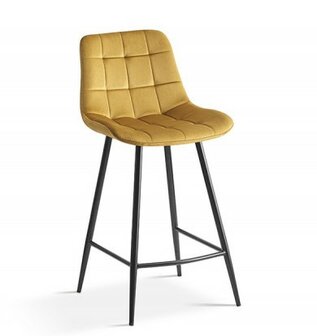 Counter chair Favo velvet geel barkruk kookeiland