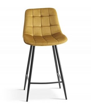 Counter chair Favo velvet geel barkruk kookeiland