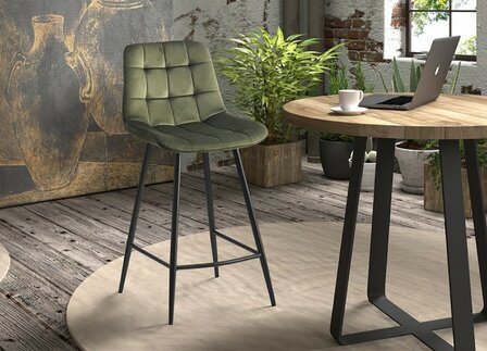 Counter chair Favo velvet groen barkruk kookeiland