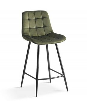 Counter chair Favo velvet groen barkruk kookeiland