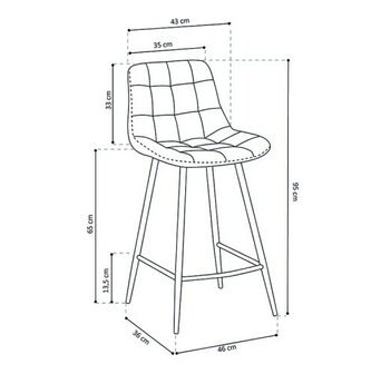Counter chair Favo velvet geel barkruk kookeiland