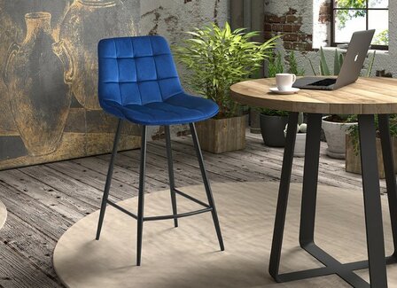 Counter chair Favo velvet blauw barkruk kookeiland