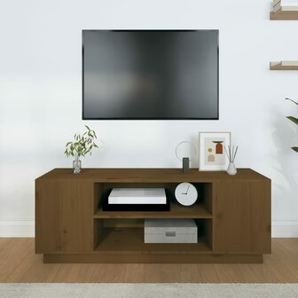 Tv-meubel Andries 110x35x40,5 cm massief grenenhout honingbruin
